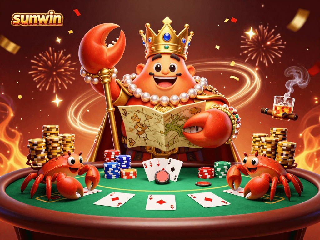 Experience the excitement of sunwin gaming with a vibrant 3D casino-themed illustration.