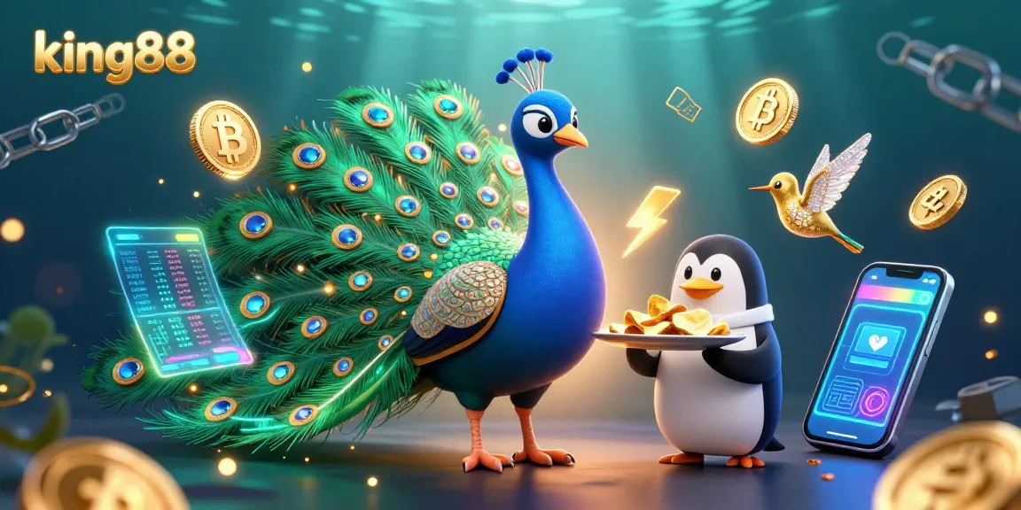 Engage with king88's vibrant 3D illustration showcasing an exciting gambling atmosphere with lively characters.
