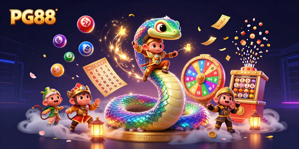 PG88 enhances the gaming experience with vibrant elements like the rainbow serpent and dynamic game features.