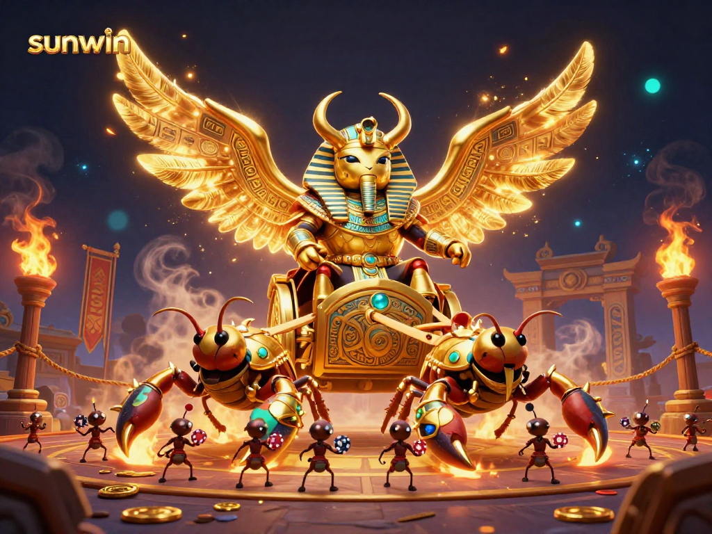 Win exciting rewards with sunwin in this captivating 3D casino adventure scene.