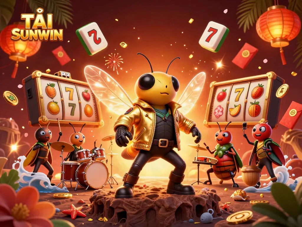 Experience thrills and excitement as you tải Sunwin with our dynamic casino-themed scene featuring vibrant 3D elements.