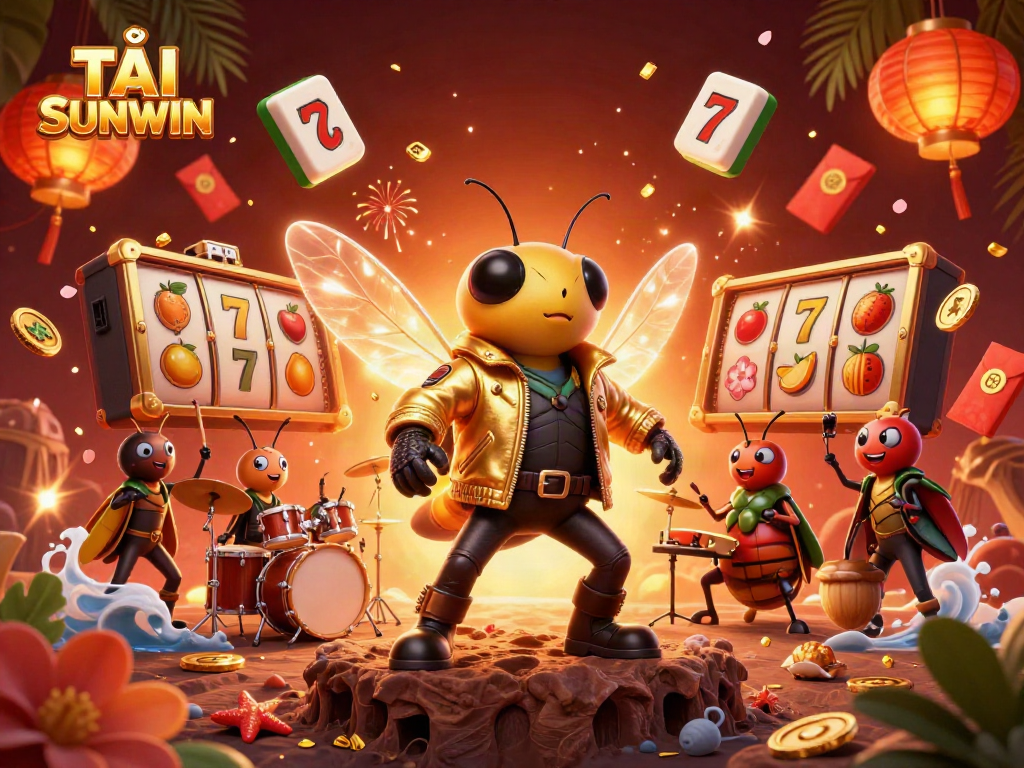 Experience thrills and excitement as you tải Sunwin with our dynamic casino-themed scene featuring vibrant 3D elements.