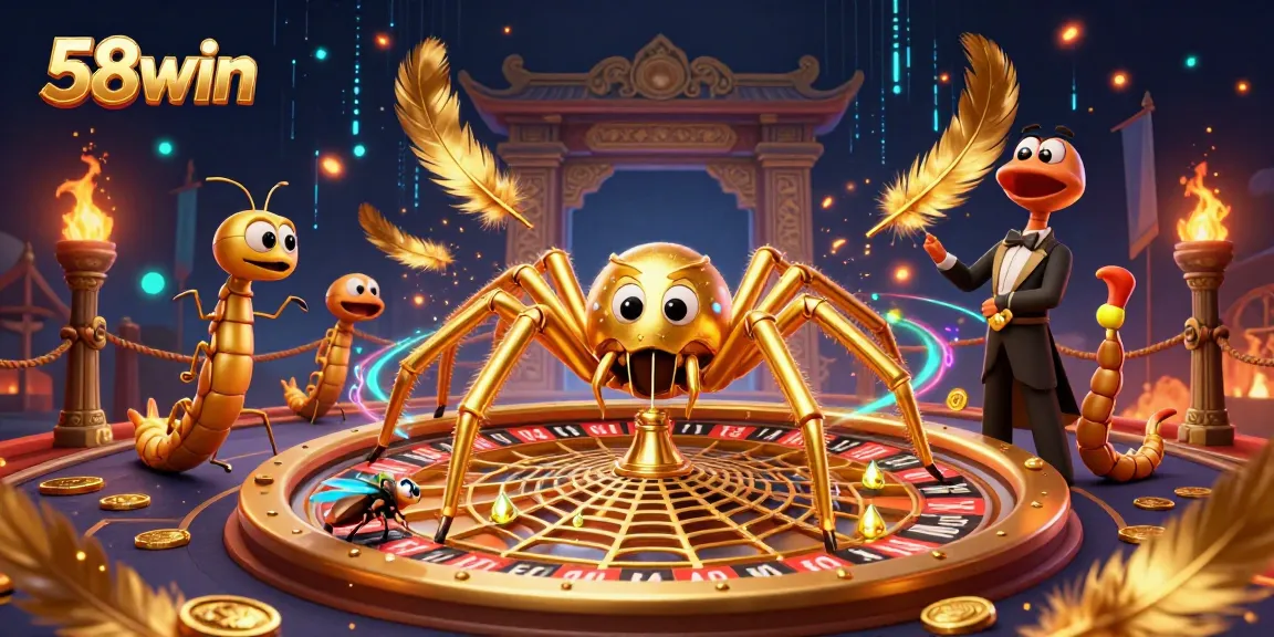 Engage in thrilling gameplay at 58win with a captivating roulette web spun by a golden spider.