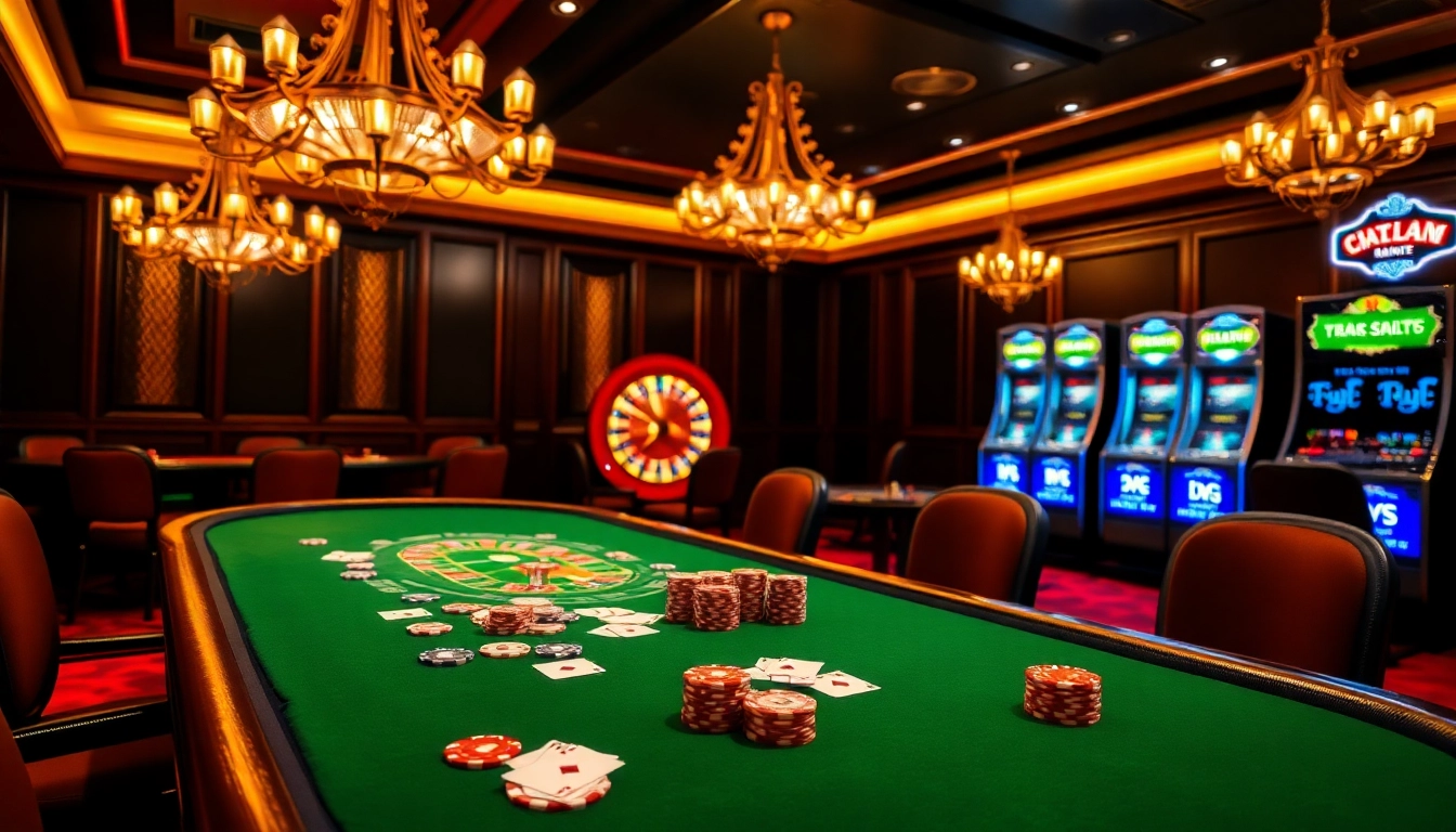Hitclub poker game in an elegant casino setting with chips and cards