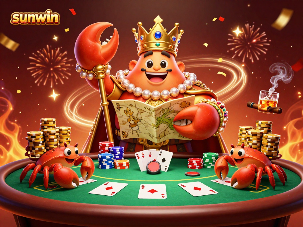 Experience the excitement of sunwin gaming with a vibrant 3D casino-themed illustration.
