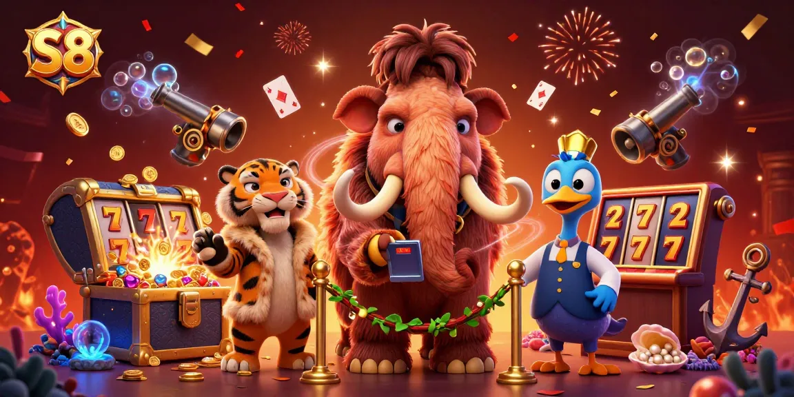 Engage with S8's latest immersive slots featuring a captivating, vibrant casino scene.
