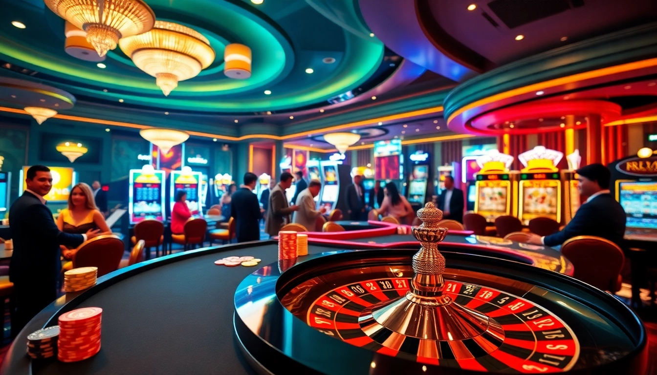 Experience the thrill of online gambling at RR88 with vibrant casino visuals.