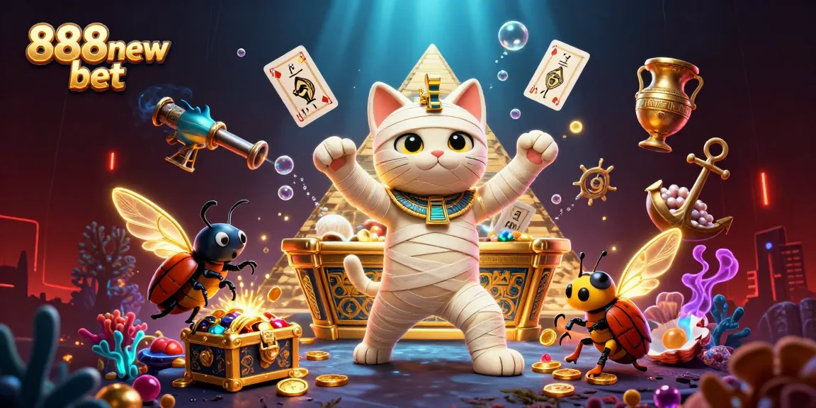 Immerse in thrilling gameplay with 888new bet featuring an Egyptian mummy cat and rich casino elements.