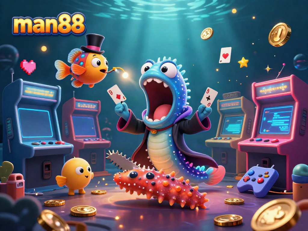 Experience thrilling magic in the deep-sea world of man88 with vibrant casino elements and enchanting creatures.