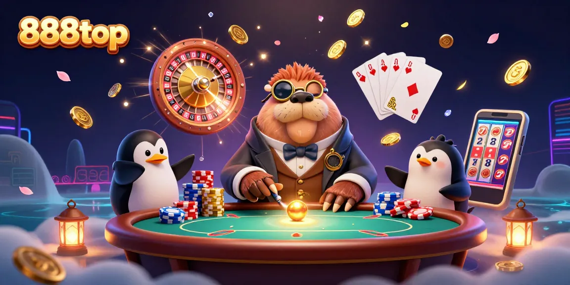 Experience thrilling poker action at 888top with a jolly walrus and friends in a magical underwater setting.