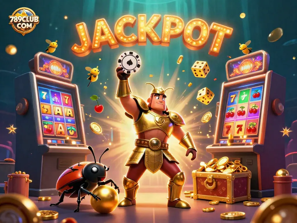 Win big with 789CLUB COM in a vibrant 3D gambling scene showcasing jackpot excitement.