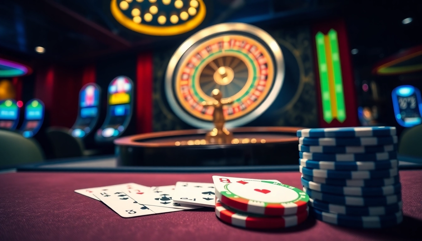 Experience the thrill of playing games at OK365 casino with interactive tables and vibrant decor.