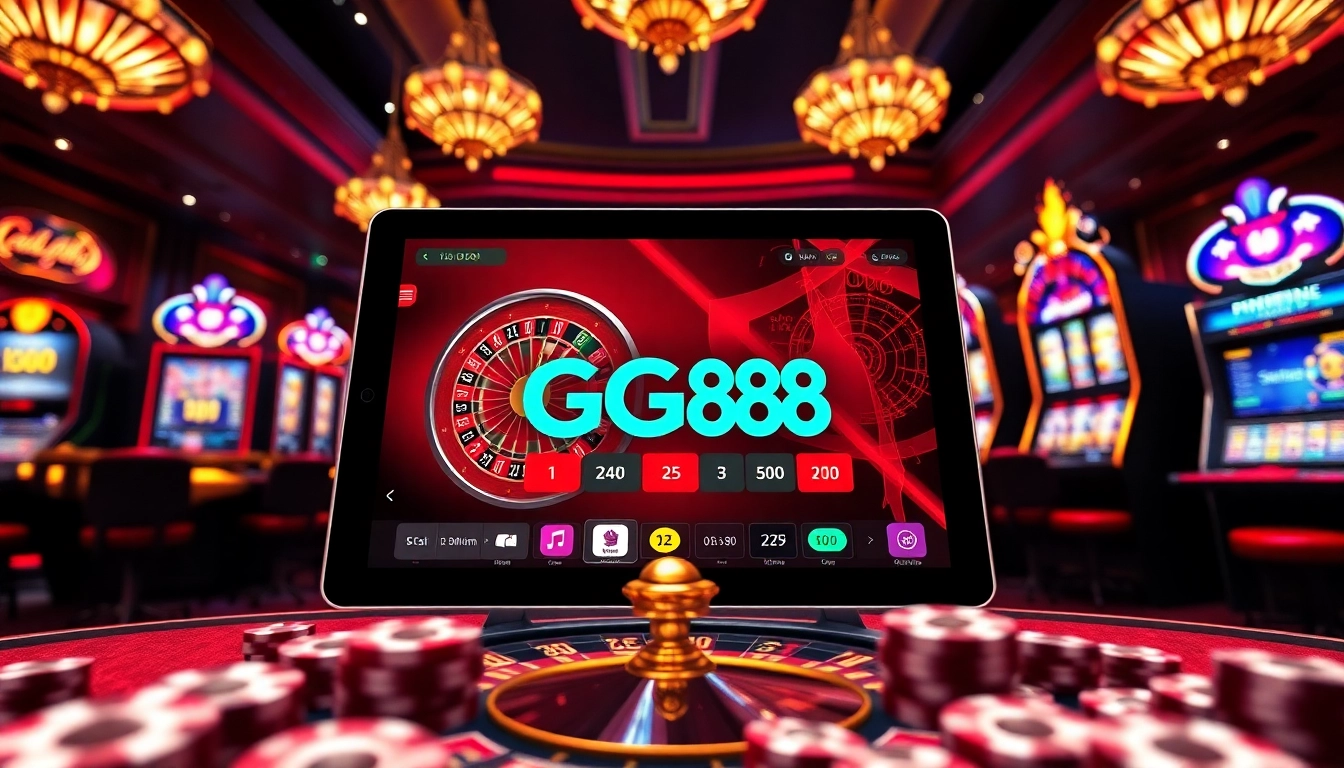 Exciting gaming experience at Nhà cái gg88 with roulette and vibrant casino elements.