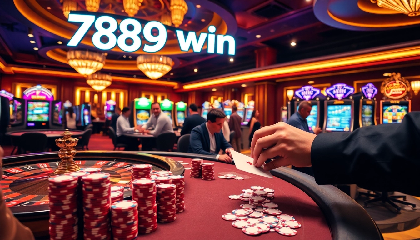 Engaging players at a high-stakes table in a luxurious casino setting featuring 789 win elements.