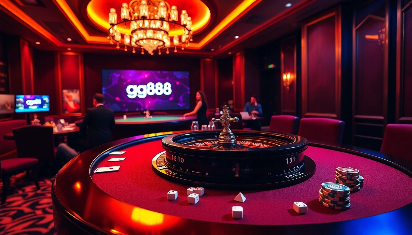 Experience the thrill of gg88 casino gaming with vibrant roulette tables and engaged players.