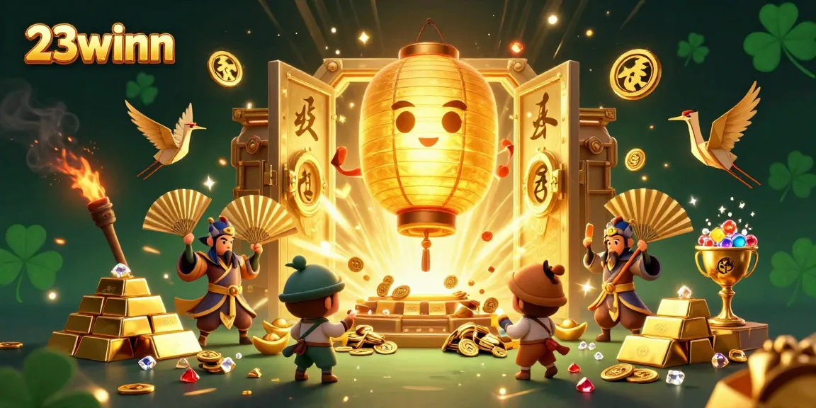 Win big rewards with the vibrant 23winn casino scene featuring golden treasures and festive spirits.